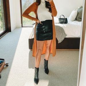 Snap Faux Leather Skirt